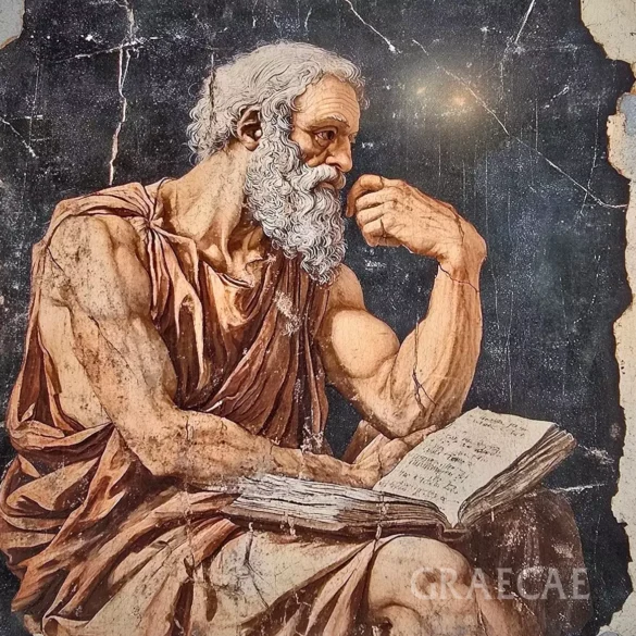 Αναπαράσταση Του Μελεάγρου, Αρχαίου Έλληνα Ποιητή Και Κυνικού Φιλοσόφου Από Τα Γάδαρα Της Συρίας.