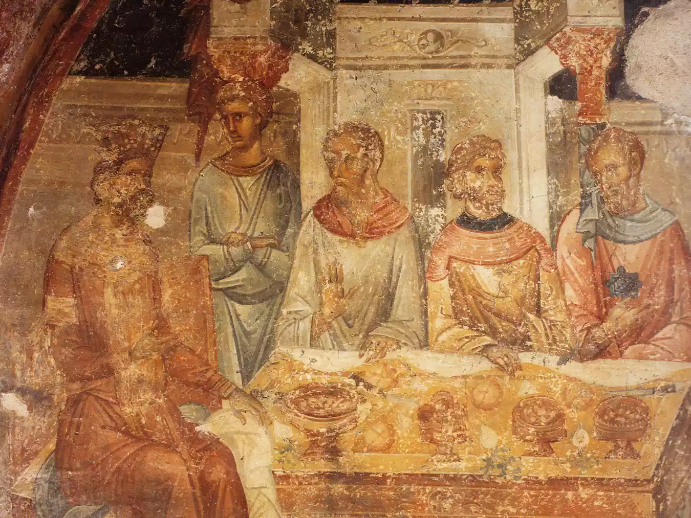 Το Συμπόσιο Του Ηρώδη (1310-1320) Αποτελεί Εξαιρετικό Δείγμα Βυζαντινής Τοιχογραφίας Στους Αγίους Αποστόλους Θεσσαλονίκης.