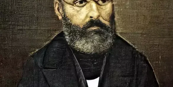 Η Επίσημη Προσωπογραφία Του Νικόλαου Μάντζαρου Με Το Χαρακτηριστικό Ένδυμα Της Εποχής Του Και Το Διαπεραστικό Βλέμμα.