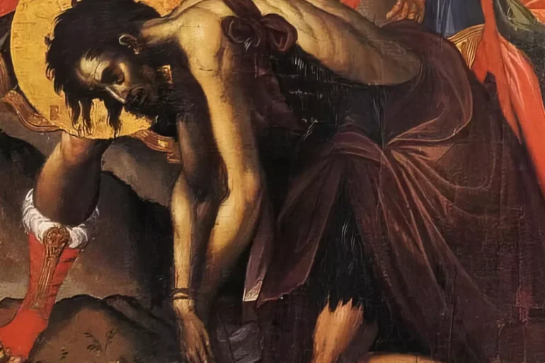 Detail Of St. John The Baptist Kneeling, Hands Bound, Awaiting Execution By Damaskinos