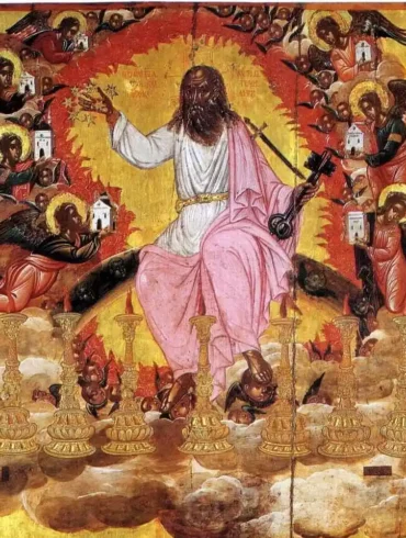 Detail Of Christ Enthroned Amid Angels, From The 'Vision Of John' By 16Th-Century Artist Bathas.